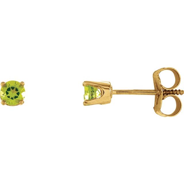 14K Yellow Natural Peridot Youth Earrings