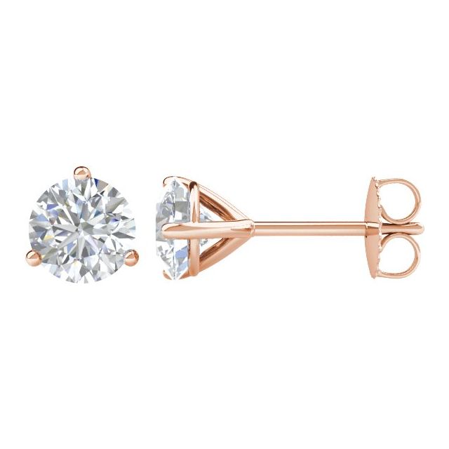 14K Rose 1 CTW Natural Diamond Stud Earrings
