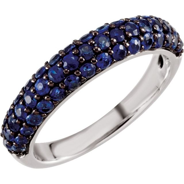 14K White Natural Blue Sapphire Ring
