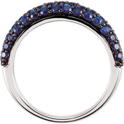 14K White Natural Blue Sapphire Ring