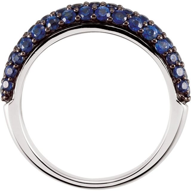 14K White Natural Blue Sapphire Ring