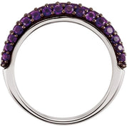 14K White Natural Amethyst Ring