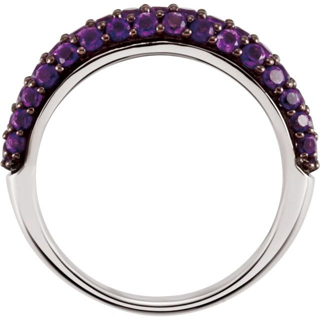 14K White Natural Amethyst Ring