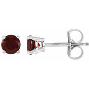 Sterling Silver 4 mm Natural Garnet Stud Earrings
