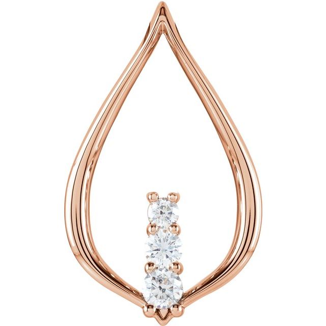 14K Rose 1/2 CTW Natural Diamond Three-Stone Freeform Pendant