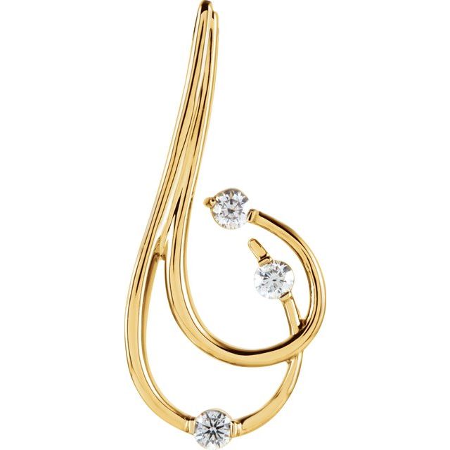14K Yellow 1/5 CTW Natural Diamond Freeform Pendant