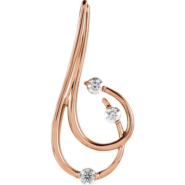 14K Rose 1/5 CTW Natural Diamond Freeform Pendant