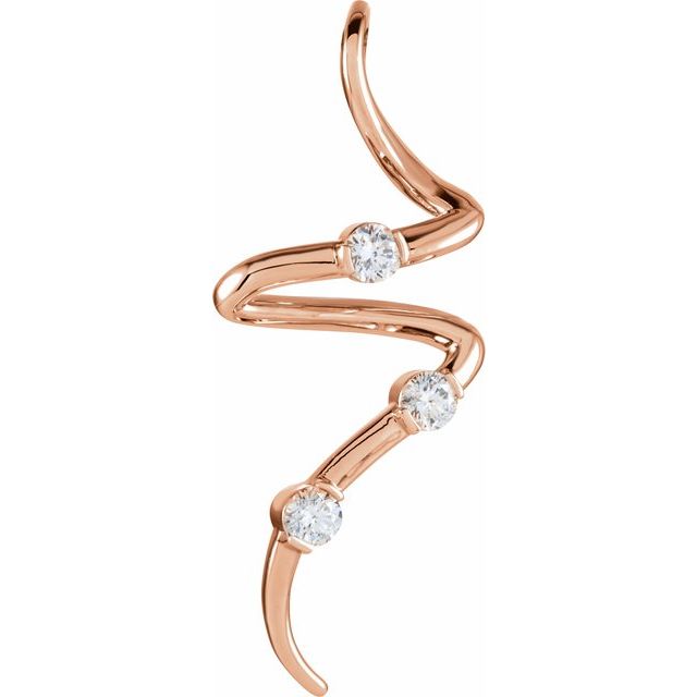 14K Rose 3/8 CTW Natural Diamond Three-Stone Pendant