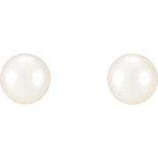 Sterling Silver 6-6.5 mm Cultured White Freshwater Pearl Earrings