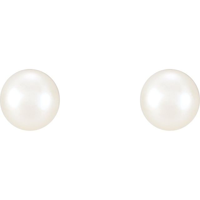 Sterling Silver 5-5.5 mm Cultured White Freshwater Pearl Earrings