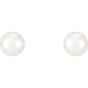 Sterling Silver 4-4.5 mm Cultured White Freshwater Pearl Earrings