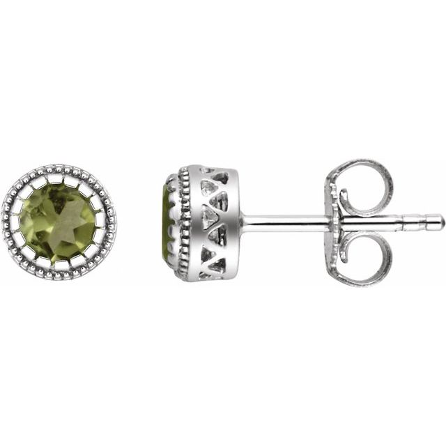 14K White Natural Peridot Stud Earrings - Quality Peridot Jewelry