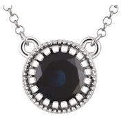 Jewelry State 14K White Natural Blue Sapphire September 18" Birthstone Necklace - Motek Jewelry
