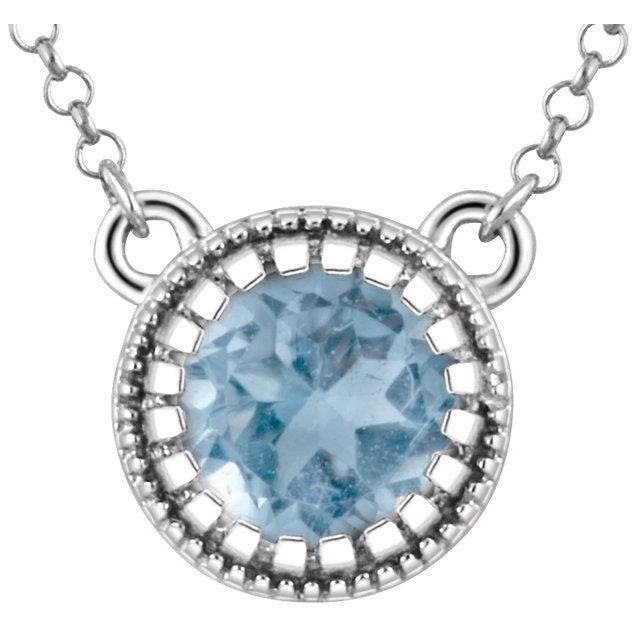 14K White Natural Swiss Blue Topaz December 18" Birthstone Necklace - Jewelry State Set - Motek Jewelry