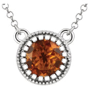 Jewelry State 14K White Natural Citrine November 18" Birthstone Necklace - Motek Jewelry