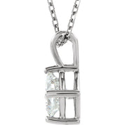 14K White 1/2 CT Natural Diamond Solitaire 18" Necklace