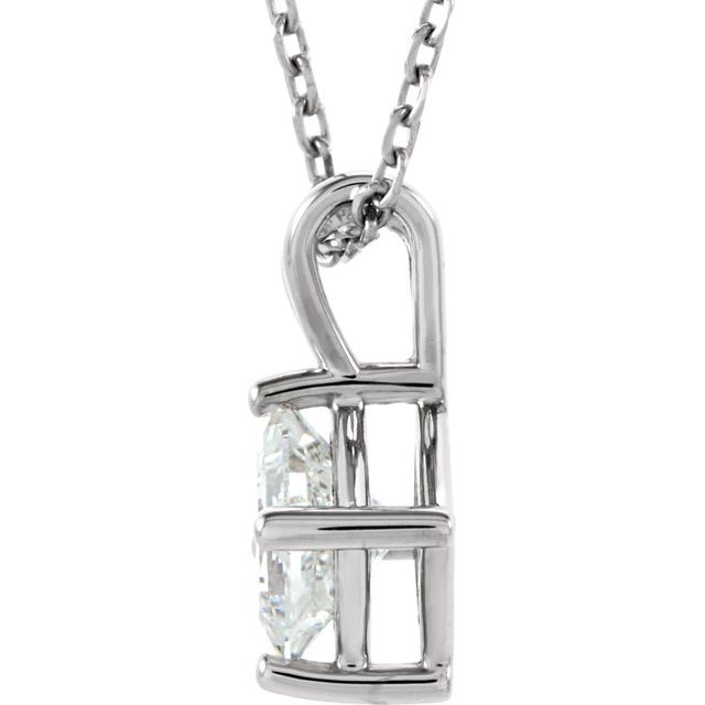 14K White 1/2 CT Natural Diamond Solitaire 18" Necklace
