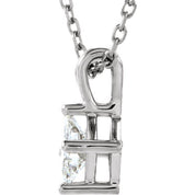 14K White 1/4 CT Natural Diamond Solitaire 18" Necklace