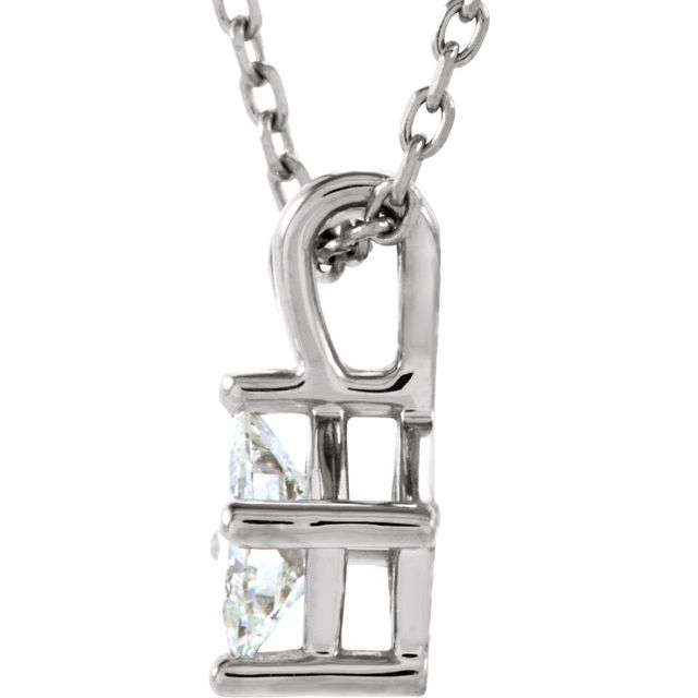 14K White 1/4 CT Natural Diamond Solitaire 18" Necklace