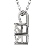 14K White 3/8 CT Natural Diamond Solitaire 18" Necklace