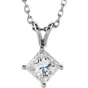 14K White 3/8 CT Natural Diamond Solitaire 18" Necklace