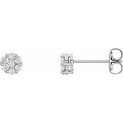 14K Natural Diamond Cluster Earrings in White, Yellow, and Rose Gold