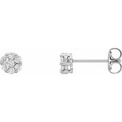 14K Natural Diamond Cluster Earrings in White, Yellow, and Rose Gold