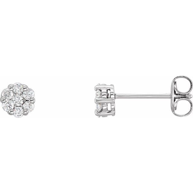 14K Natural Diamond Cluster Earrings in White, Yellow, and Rose Gold