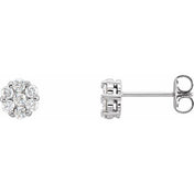 14K Natural Diamond Cluster Earrings in White, Yellow, and Rose Gold