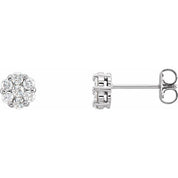 14K Natural Diamond Cluster Earrings in White, Yellow, and Rose Gold
