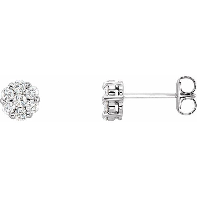 14K Natural Diamond Cluster Earrings in White, Yellow, and Rose Gold