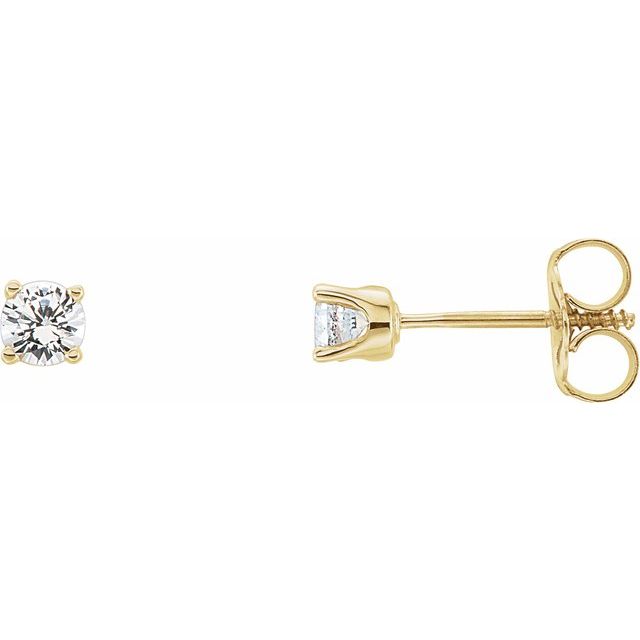 14K Yellow Natural White Sapphire Youth Earrings