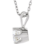 14K White 1/2 CT Natural Diamond Solitaire 18" Necklace