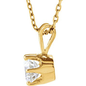 14K Yellow 1/2 CT Natural Diamond Solitaire 18" Necklace