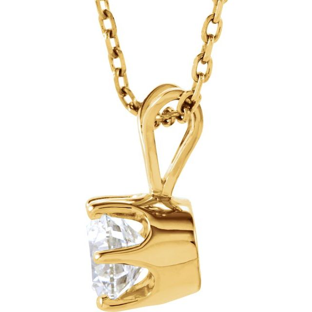 14K Yellow 1/2 CT Natural Diamond Solitaire 18" Necklace