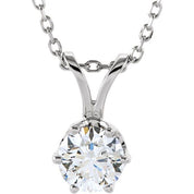 14K White 1/2 CT Natural Diamond Solitaire 18" Necklace
