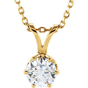 14K Yellow 1/2 CT Natural Diamond Solitaire 18" Necklace