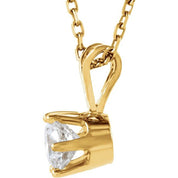 14K Yellow 1/3 CT Natural Diamond Solitaire 18" Necklace