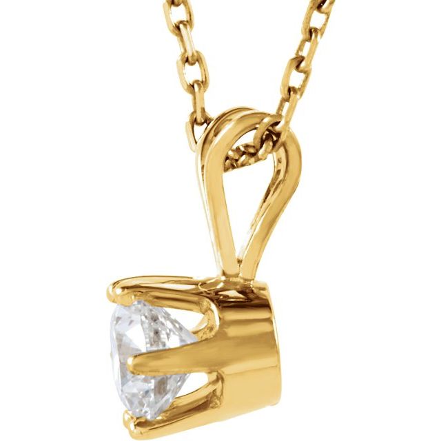 14K Yellow 1/3 CT Natural Diamond Solitaire 18" Necklace