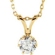 14K Yellow 1/3 CT Natural Diamond Solitaire 18" Necklace
