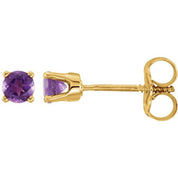 14K Yellow Imitation Amethyst Youth Earrings