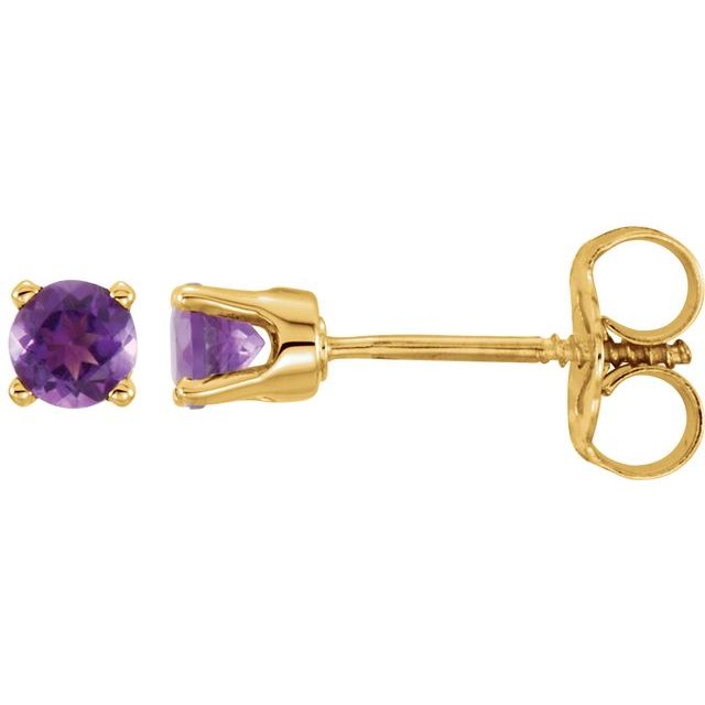 14K Yellow Imitation Amethyst Youth Earrings
