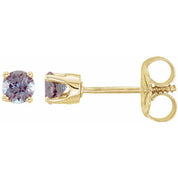 14K Yellow Imitation Alexandrite Youth Earrings