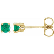14K Yellow Imitation Emerald Youth Earrings