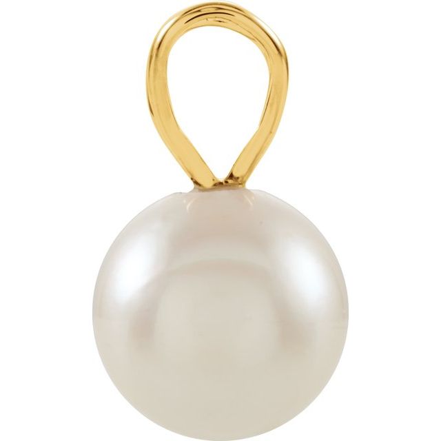14K Yellow Cultured White Akoya Pearl Pendant