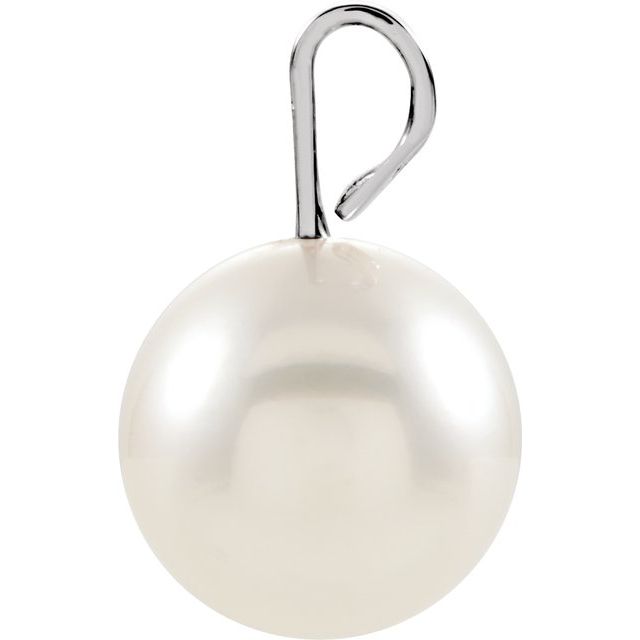 14K White Cultured White Akoya Pearl Pendant