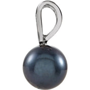 14K White Cultured Black Akoya Pearl Pendant