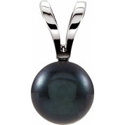 14K White Cultured Black Akoya Pearl Pendant