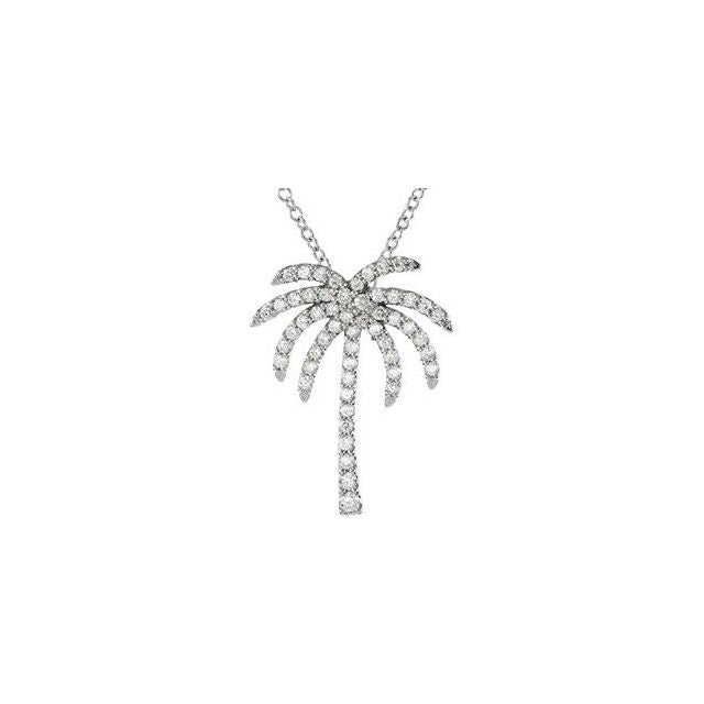 Platinum 1/3 CTW Natural Diamond Palm Tree 16" Necklace