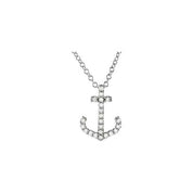 Platinum 1/8 CTW Natural Diamond Anchor 16" Necklace